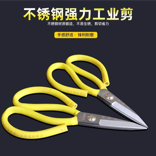 工业厨房家用办公皮革剪刀民用裁缝剪缝纫剪裁剪刀尖头剪刀不锈钢