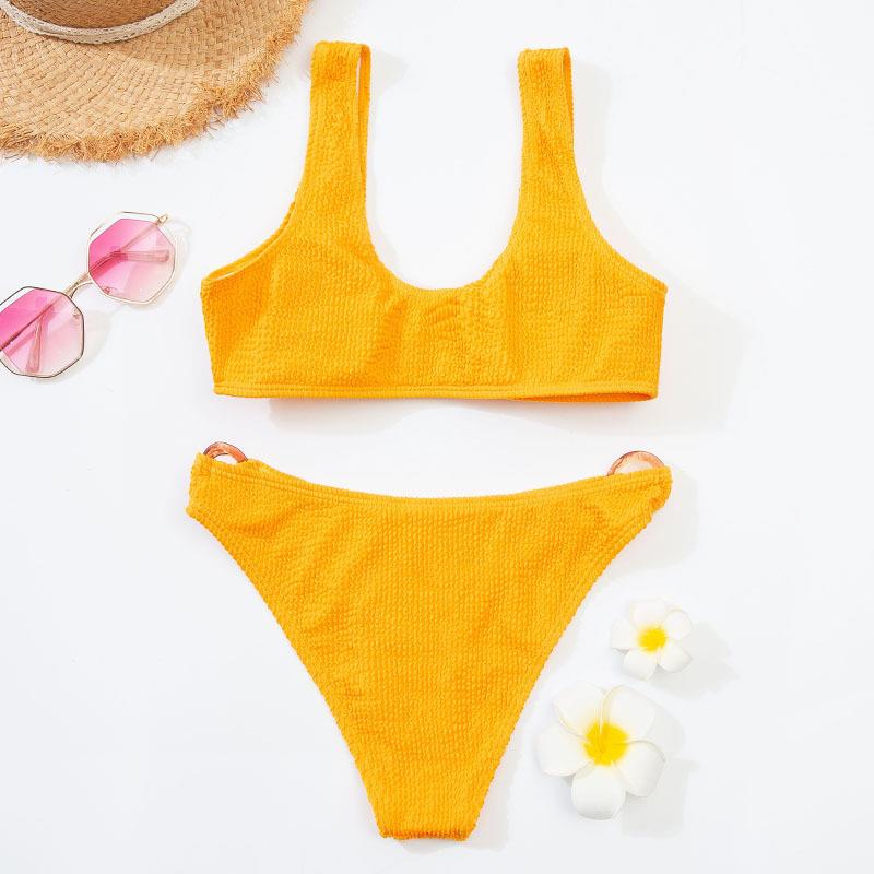 pattern swimsuit shell shoulder split waist one Wave sexy