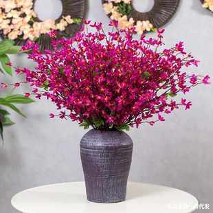 蝴蝶兰 餐桌上的装饰花 客厅假花桌面仿真迎春花真花带花瓶套装