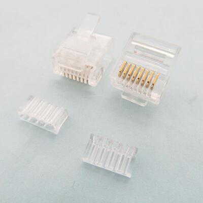 短体两件式水晶头三叉镀金芯片网线Cat6千兆网络超六类水晶头