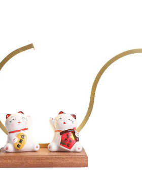 新中式创意风化木实木底座可发光装饰摆件家用客厅玄关桌面灯圈