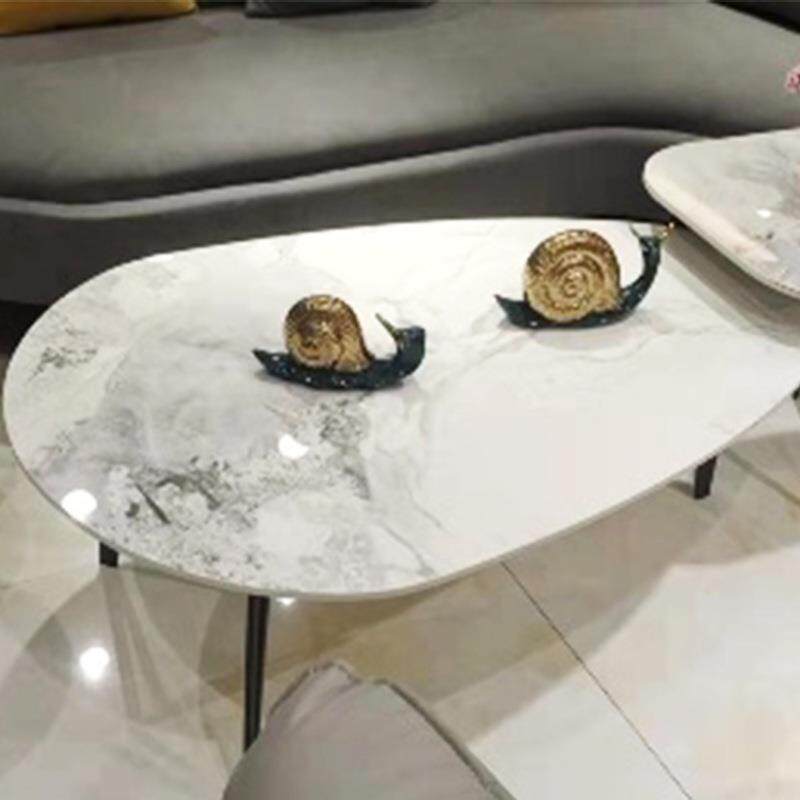 茶几岩板简约现代个性创意设计师小户型客厅椭圆形小桌子