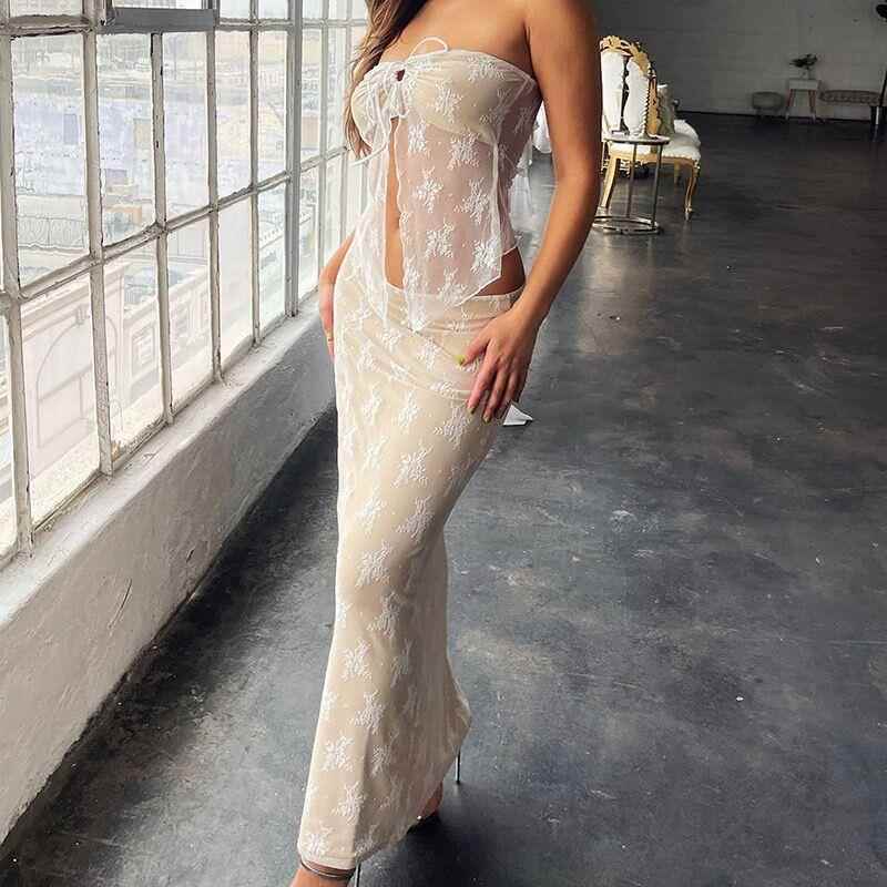 skirt long suit sexy slim summer chest wrapped splicing