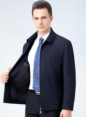 中年男保暖羊毛夹克休闲领上A026-JK衣翻商务外套男款春士秋格子