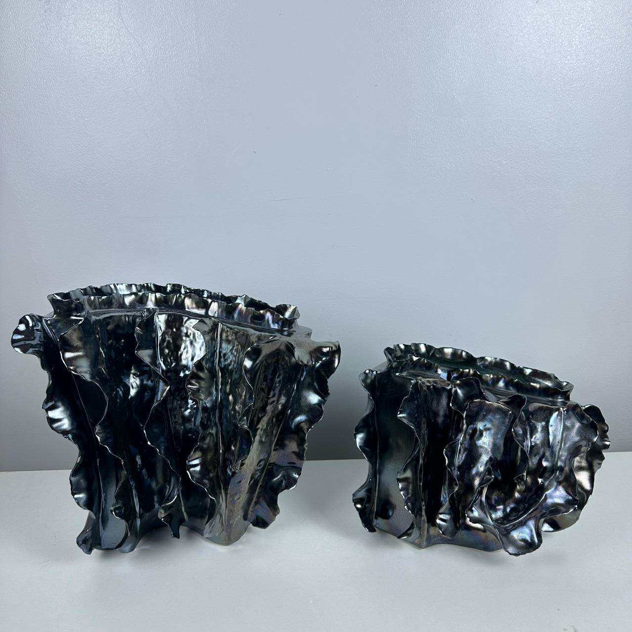 新中式抽象艺术手工陶瓷花瓶摆件样板间售楼处酒店别墅玄关插花器