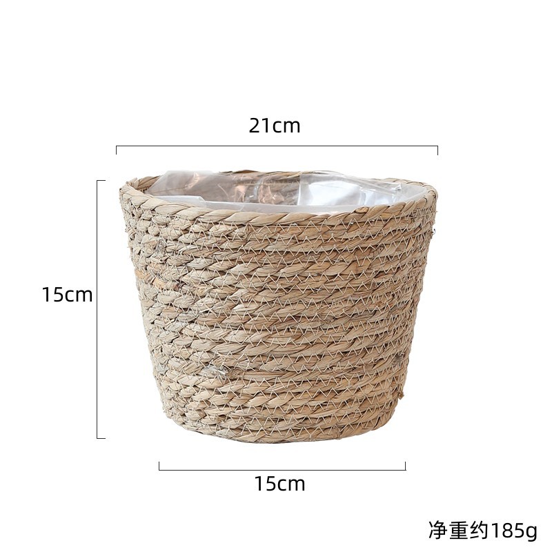 园艺家机织草编花盆花篮花篮花瓶图片