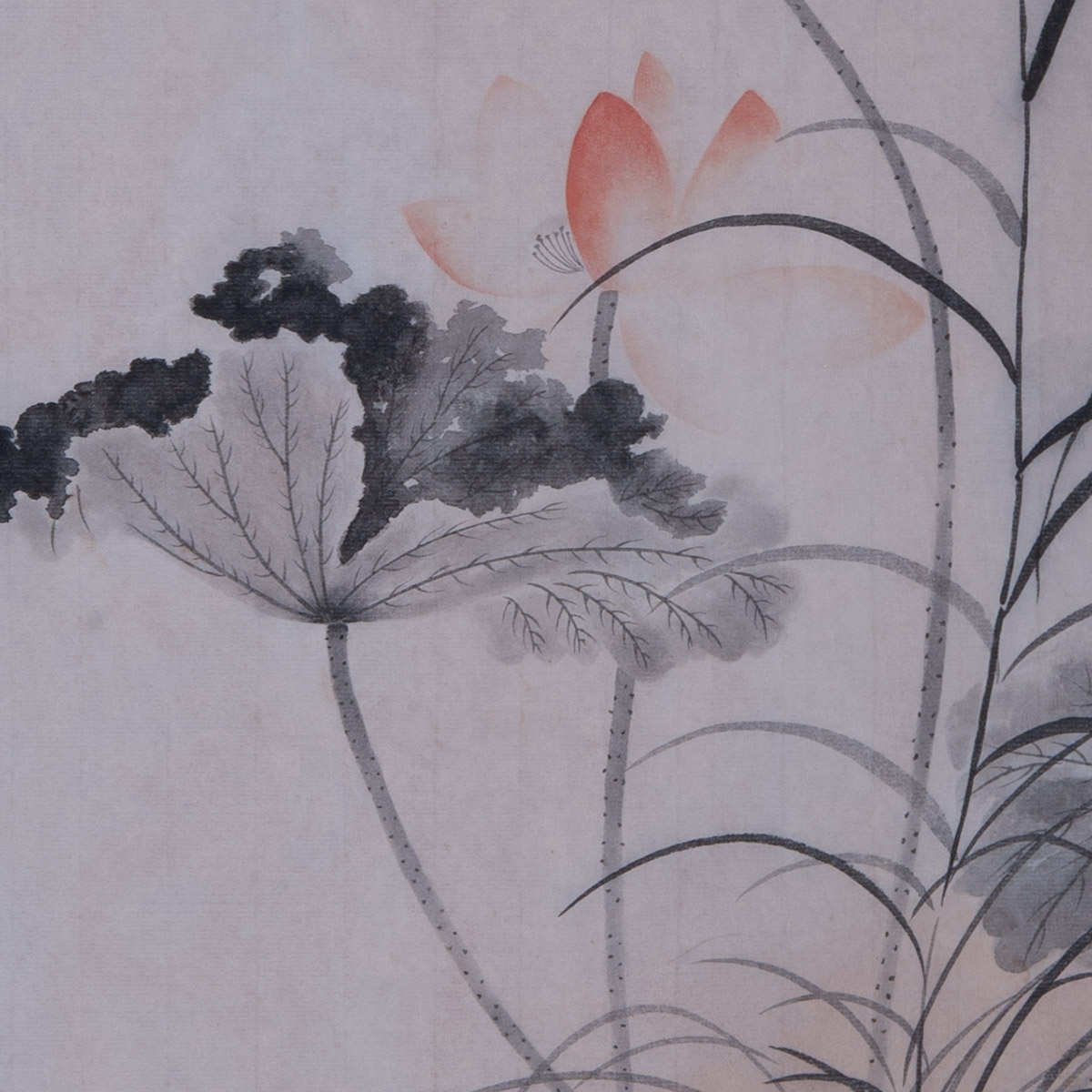 纯手绘国画复古没骨花鸟条幅荷花芦草图字画中式卧室禅意装饰挂画图片