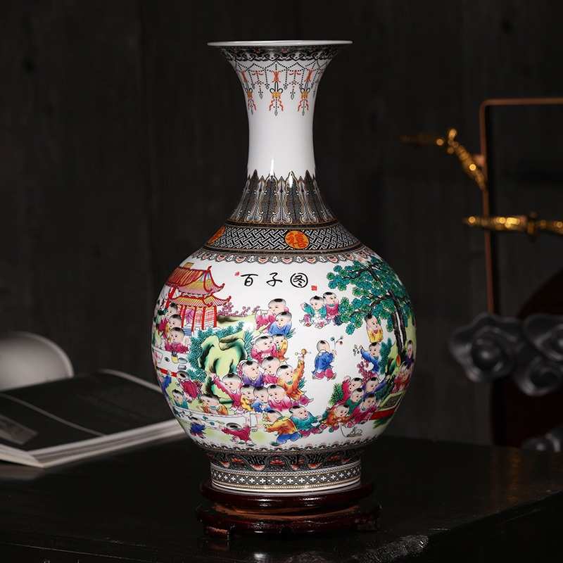 景德镇陶瓷器摆件粉彩人物花瓶家居新中式装饰品博古架玄关摆设