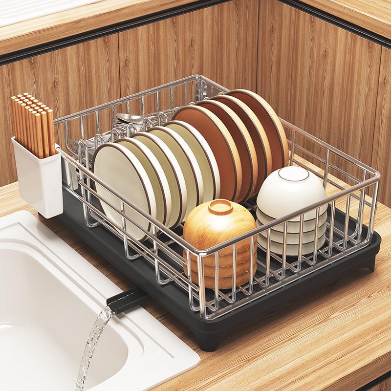 304不锈钢碗架厨房置物架台面碗碟碗盘沥水架子家用晾碗筷收纳架