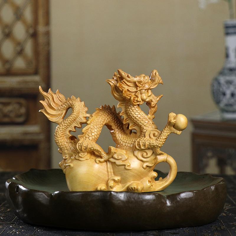 黄杨木雕木质龙摆件生肖龙木雕龙生肖吉祥物工艺品属龙青龙一件批