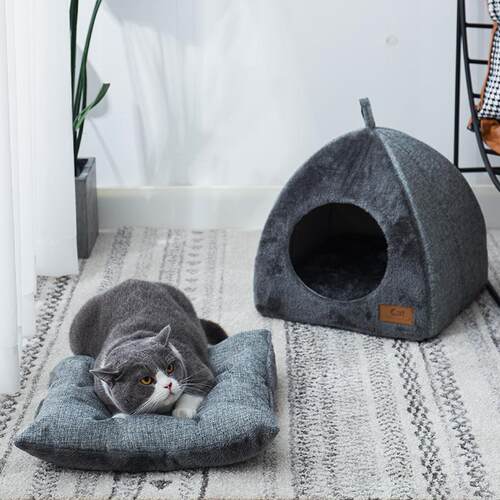 猫窝狗窝冬季保暖三角形封闭式猫窝四季通用猫房子深度睡眠宠物窝