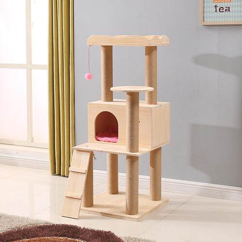 正品实木猫攀爬柱架夏季猫抓抓猫平台跳猫窝猫树猫板猫玩具