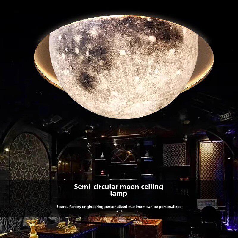 网红半圆月球吸顶灯餐厅星球灯凹凸陨坑工程装定制大号球形月亮灯