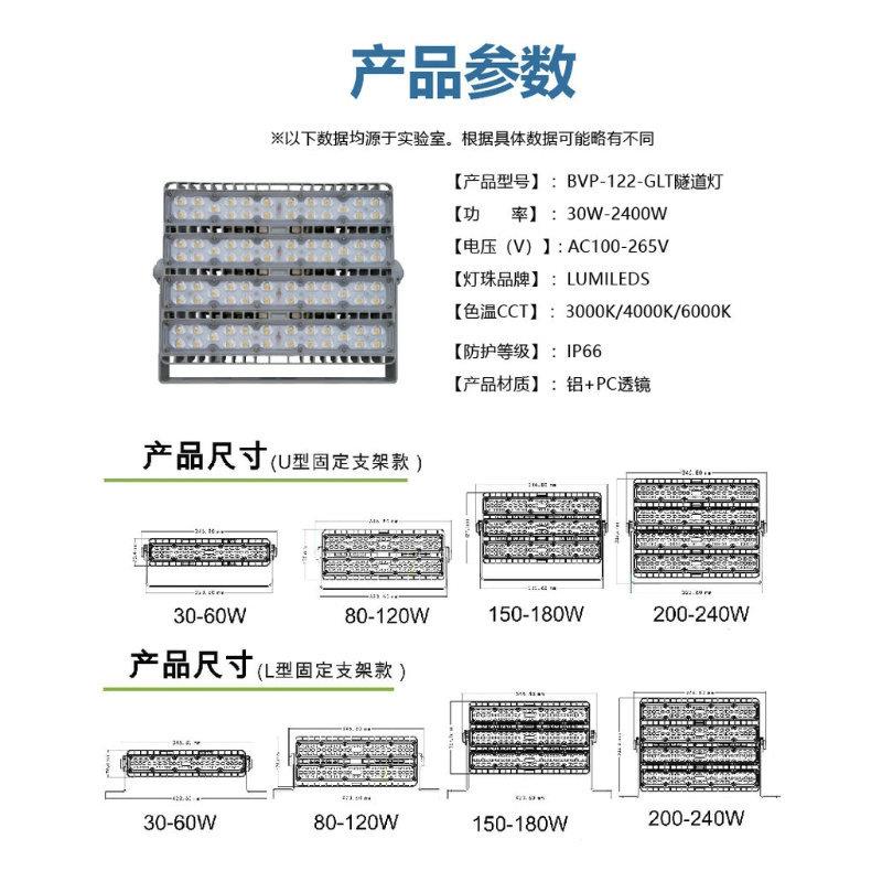 200W铁路隧道照明灯EPS隧道模组投光灯应急隧道灯具铸铝外壳