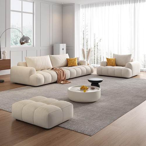 极简奶油风小户型客厅布艺沙发现代简约家用单双人轻奢沙发家具