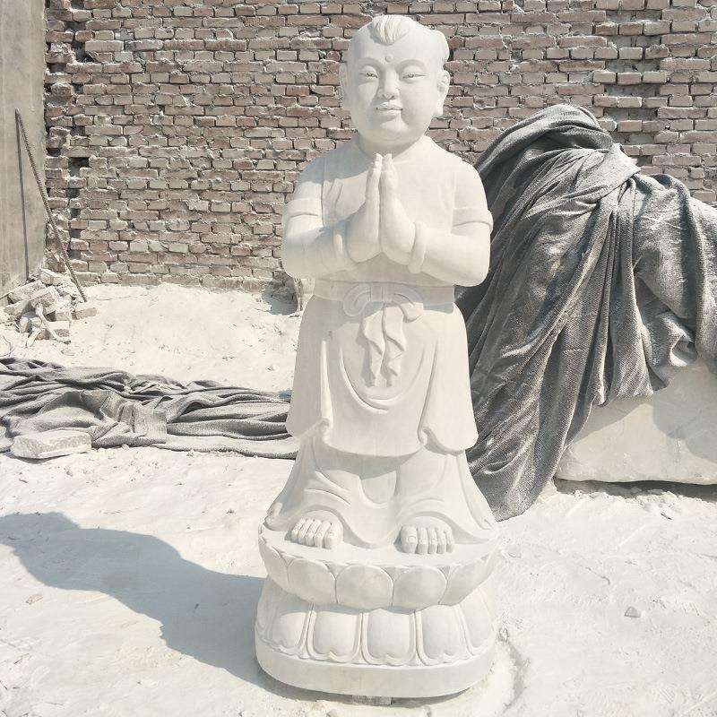 石雕童男童女善财童子仿古金童玉女大理石汉白玉小孩人物雕塑摆件