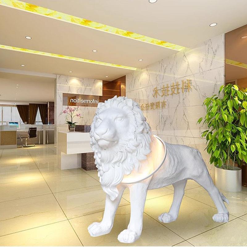 狮子雕塑落地灯北欧创意设计师款客厅艺术大型动物摆件服装店装饰