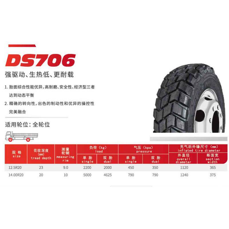 东风轮胎12.5R20 真空 有内 DS706花纹