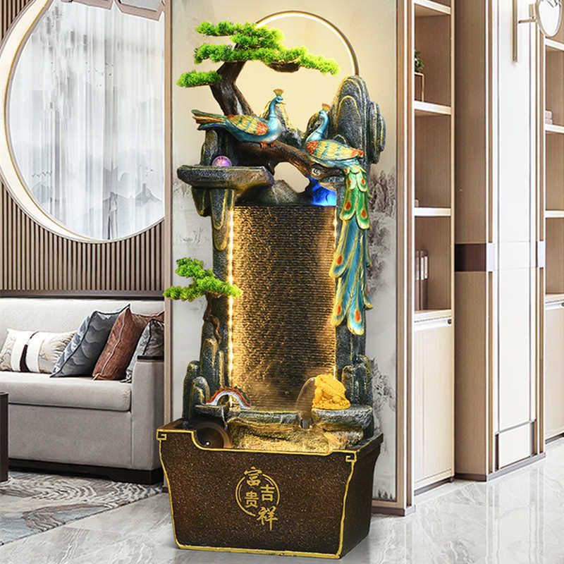 假山流水摆件循环水鱼缸落地招财水景造景别墅庭院阳台客厅装饰品