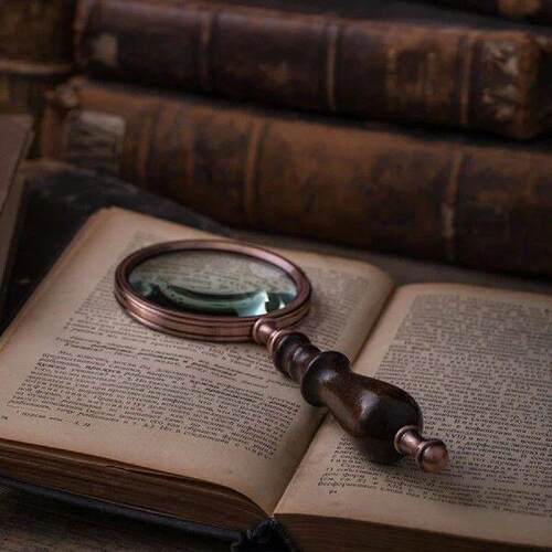 Retro 10X Magnifying Glass Wooden Handheld Magnifier