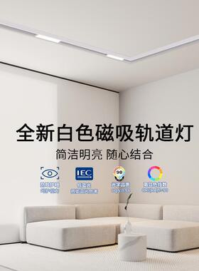 磁吸轨道灯明装式LED灯条 无主灯照明设计组合 客厅卧室用白色双