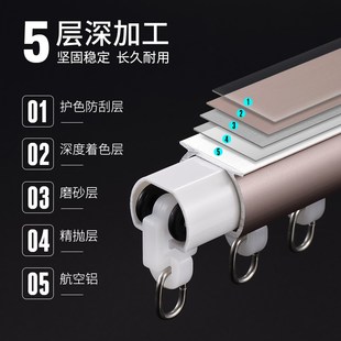 双轨 加厚静音窗帘滑轨铝合金窗帘轨道静音窗帘轨静音窗帘导轨顶装