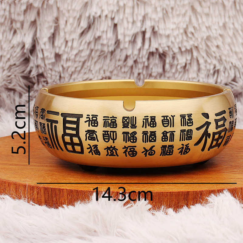 办公祥云烟缸烟灰缸工艺品百批发黄铜客厅摆件金属桌面书房精雕福