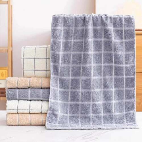 Home-use cotton checkered square face towels for adults and