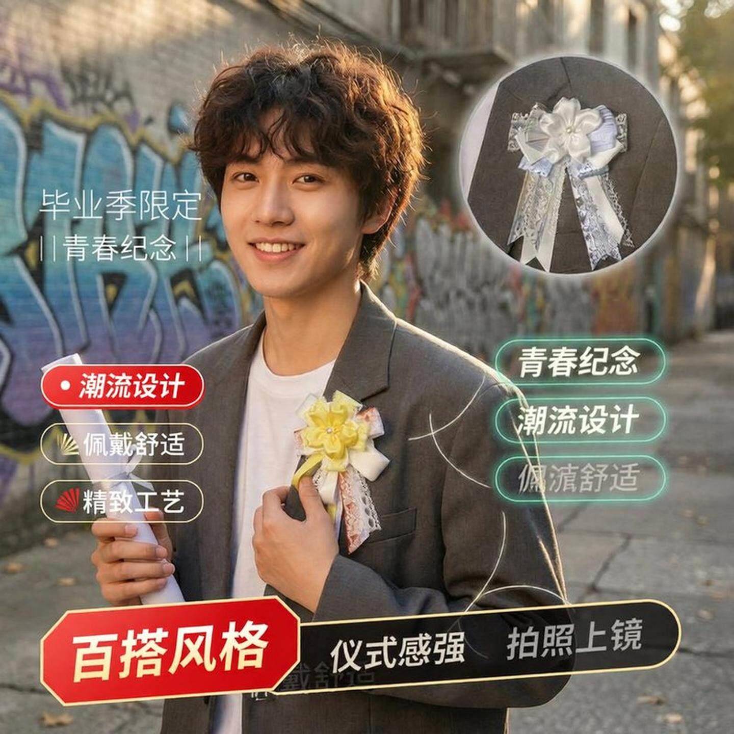 毕业季限定胸花创意丝带diy小配饰套装氛围感毕业照出片神器胸针