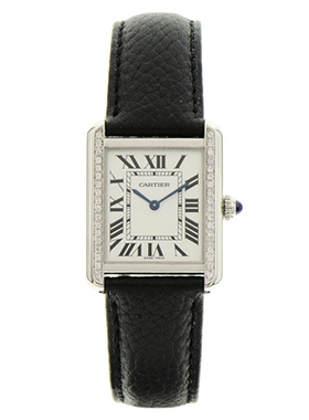 [9.8新]卡地亚坦克系列WSTA0030外圈后镶钻石英女士手表二手正品