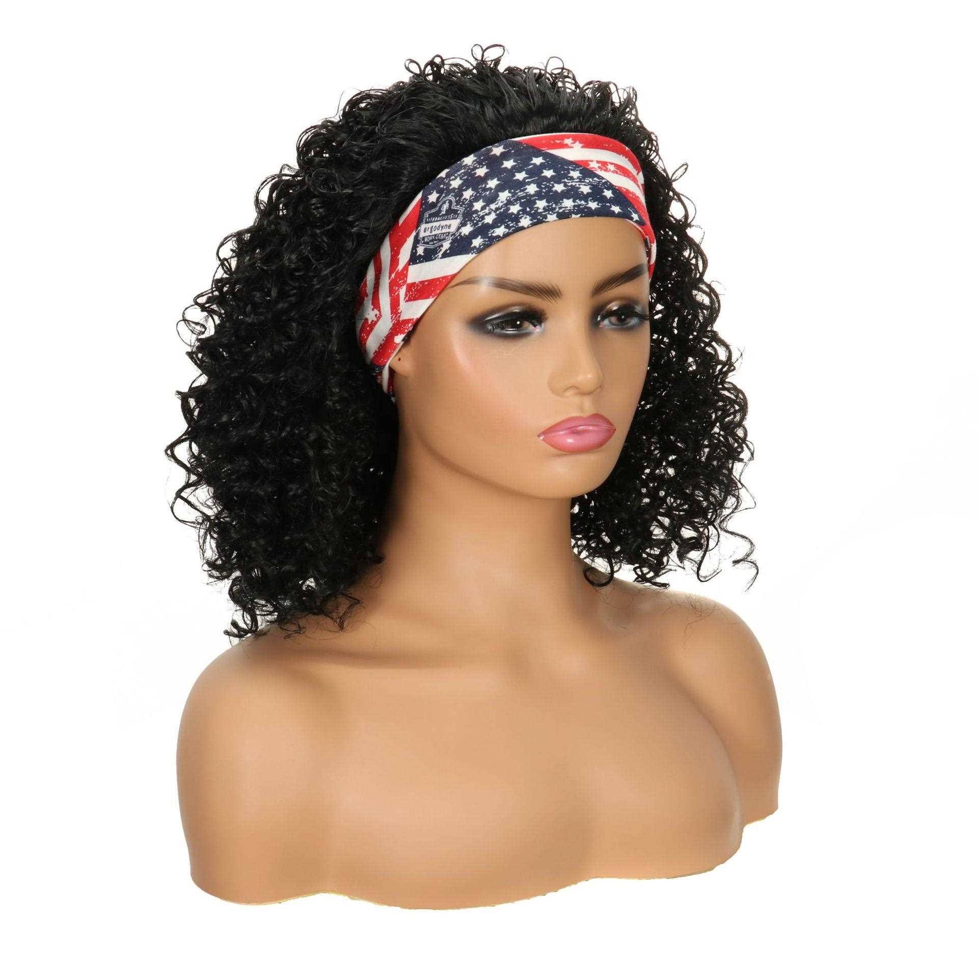 新款直销冰丝发带头套 发带短款deep卷假发头套 冰丝发套 头带假