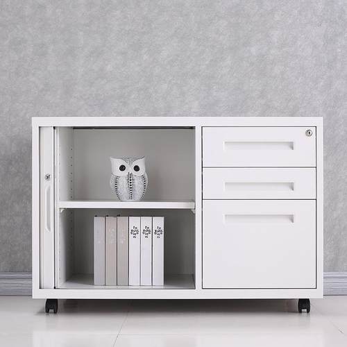 鱼之乐厂家直供活动卷门放置打印机办公桌边钢制加厚矮柜