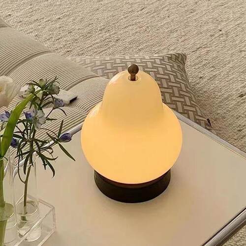 日式奶油梨子台灯客厅书房充电触摸便携装饰氛围灯卧室床头小夜灯