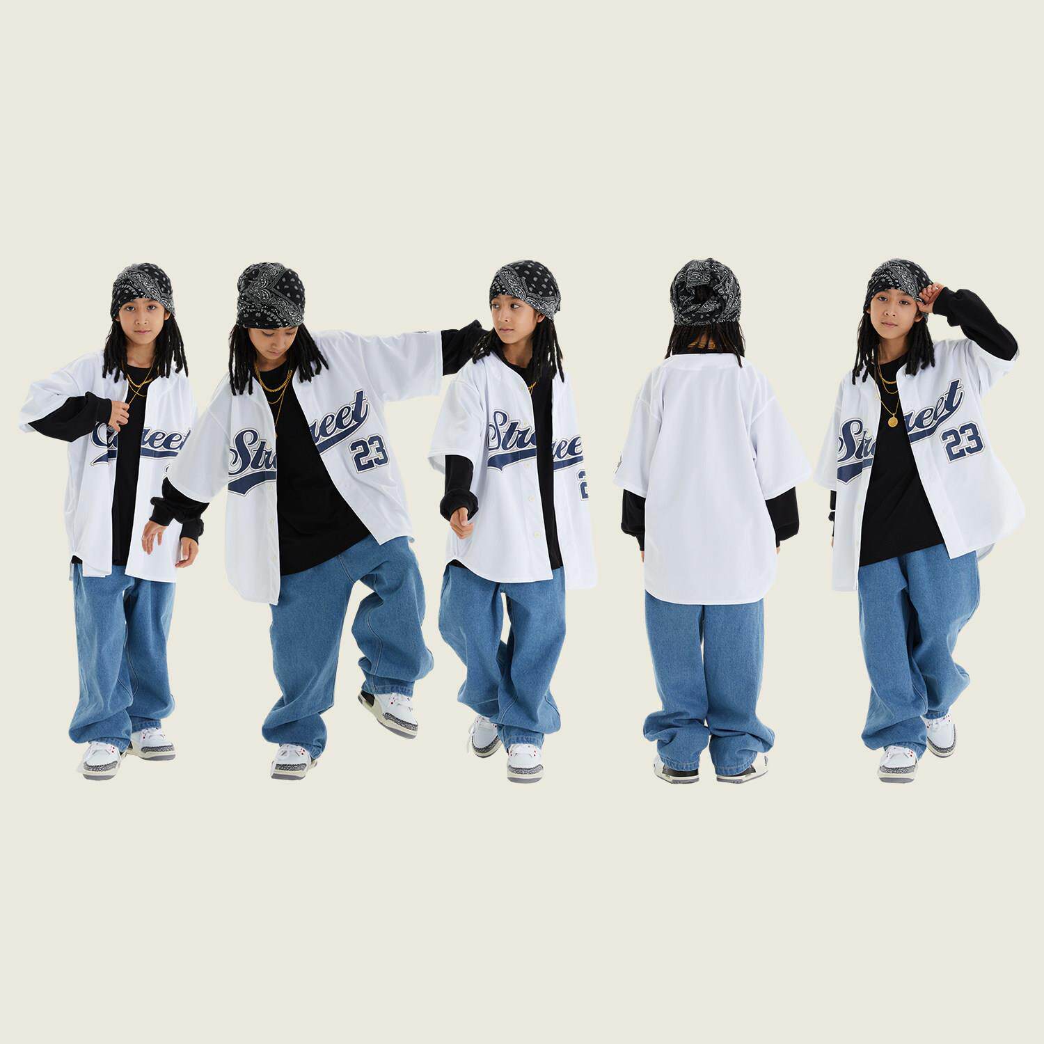 周六街舞儿童演出服嘻哈潮牌童装幼儿hiphop表演潮服男女童套装