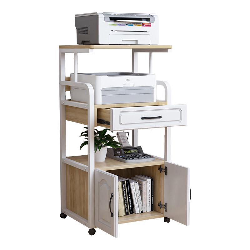 新款落地打印机置物架多层办公室家用收纳架简约桌边整理架带柜门