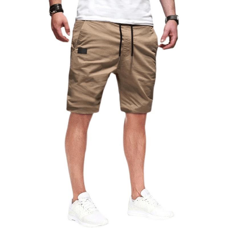 Summer mens solid color leather casual shorts training
