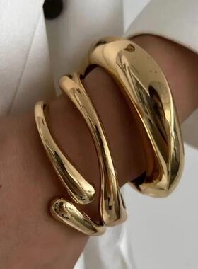 3 Styles Vintage Hip Hop Metal Cuff Bangles Punk Gold Silver