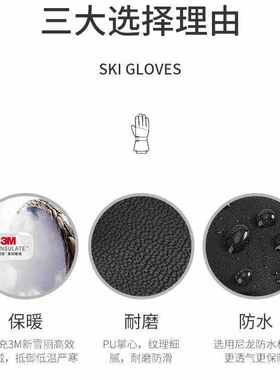 COPOZZ滑雪手套男女成人单双板可触屏防寒防水冬季保暖加厚绒骑行
