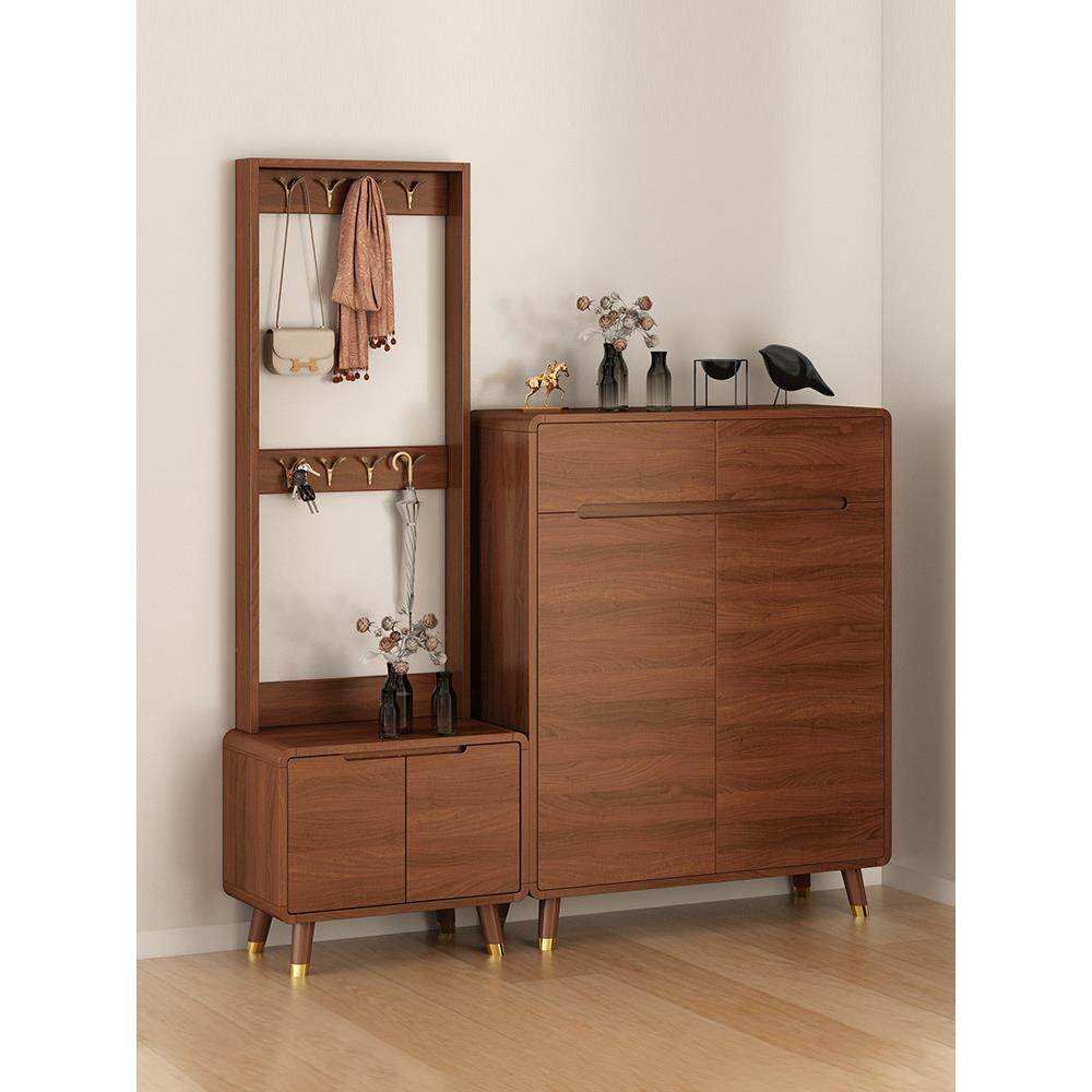 采购产品中式实木鞋柜，家庭门凳，集成壁挂式衣架，大容量入口厅