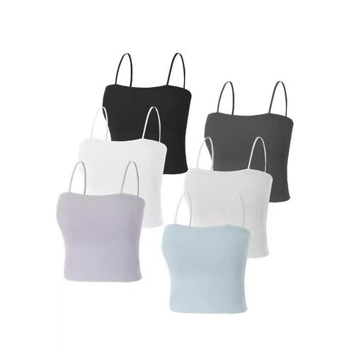 Solid Color Basic Crop Cami Top Casual Chic Sleeveless