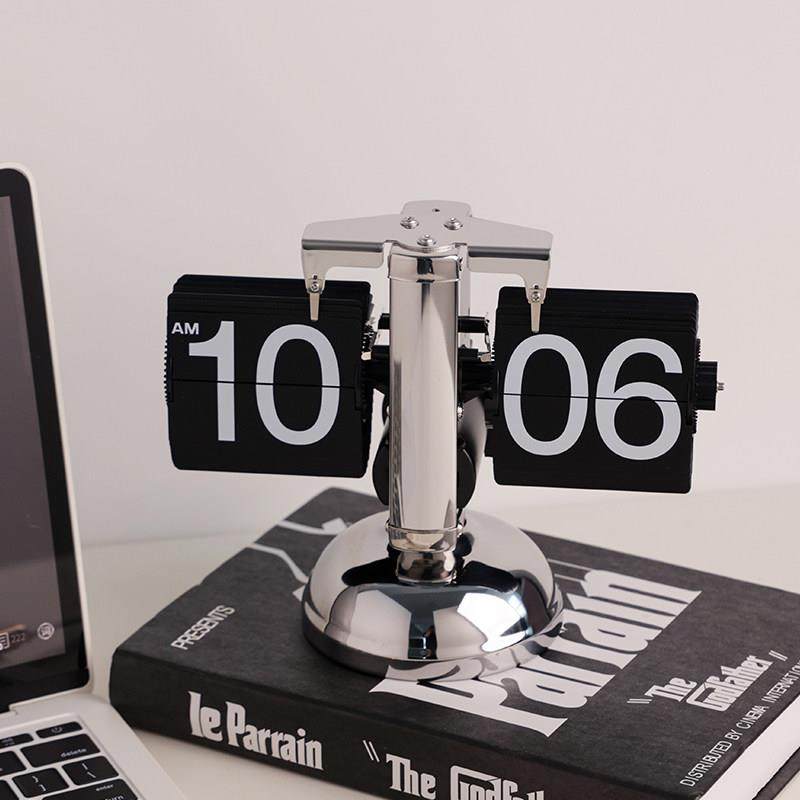 创意网红机械自动翻页钟表数字台钟座钟玄关时钟客厅简约摆件摆台,家居饰品,桌面摆件,淘宝优惠券,粉丝福利购,淘宝优惠卷