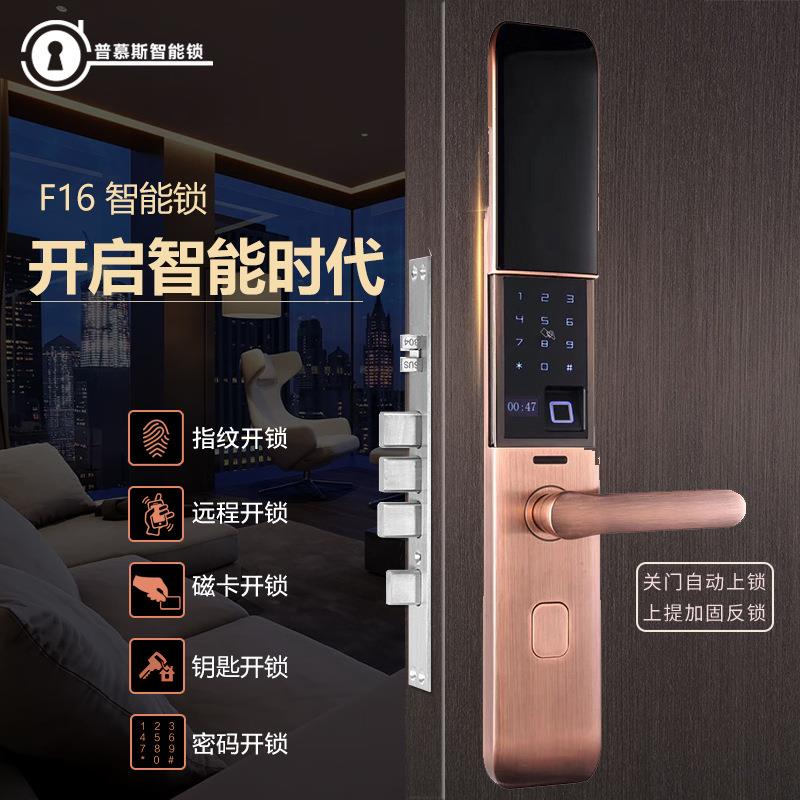 指纹智能密码电子锁公寓家用防盗门锁感应刷卡锁