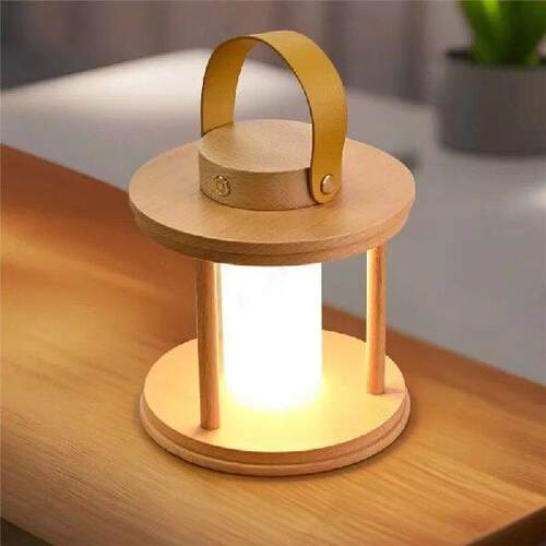 AA05 LED Solid Wood Lantern Nightlight Camping Atmosphere
