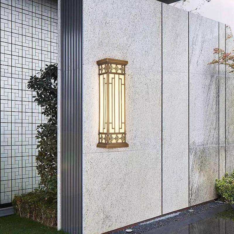 惠居别墅全铜大门壁灯户外酒店工程庭院灯新中式仿云石长条门口灯