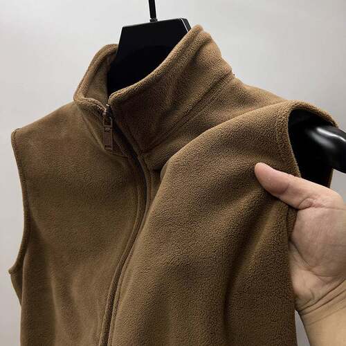 MAROLIO~重磅推荐！摇粒绒立领马甲男冬季加厚双面奥粒绒无袖背心