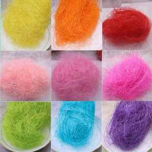 拉菲草麻丝礼盒填充物婚庆场地节日场景布置彩色麻丝填充物