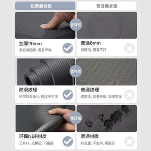 健身家用防滑减震静音加大加宽加厚隔音运动锻炼地垫子 瑜伽垫男士