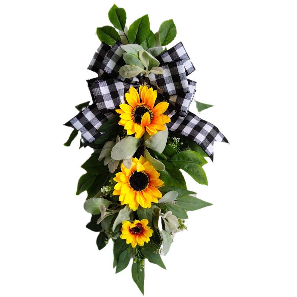 仿真向日葵花环假花仿真花春夏泪珠装饰门墙挂件壁挂