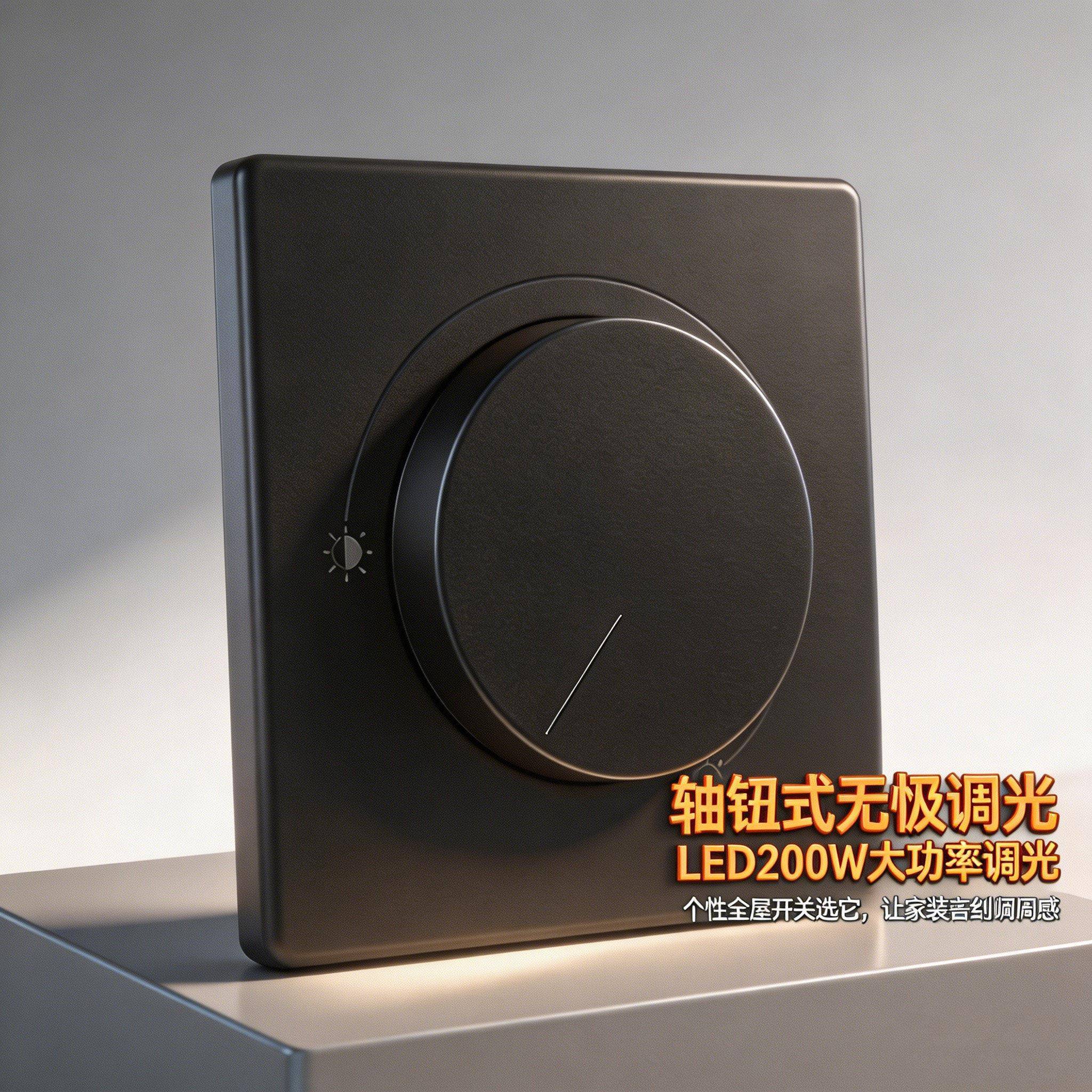 BE黑色无极调光开关旋钮式86型灯光2000W超大功率可控硅调光开关