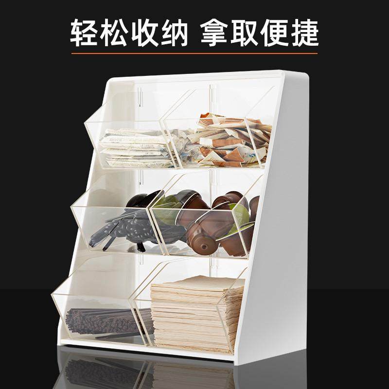 原木糖包盒亚克多功能吸管用品奶用纸巾力批发吧台球茶店奶收纳架